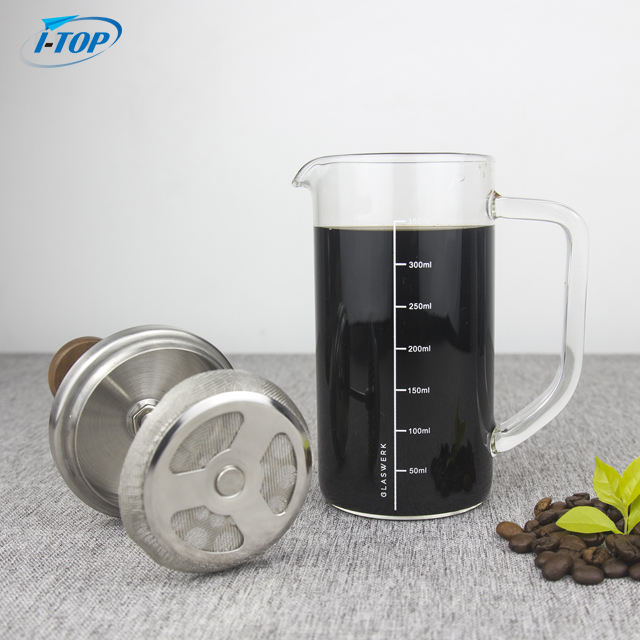 I-TOP GFP11 Amazon Hot Sale Black 350ml Mini Portable French Press صانع القهوة صانع الشاي مع غطاء