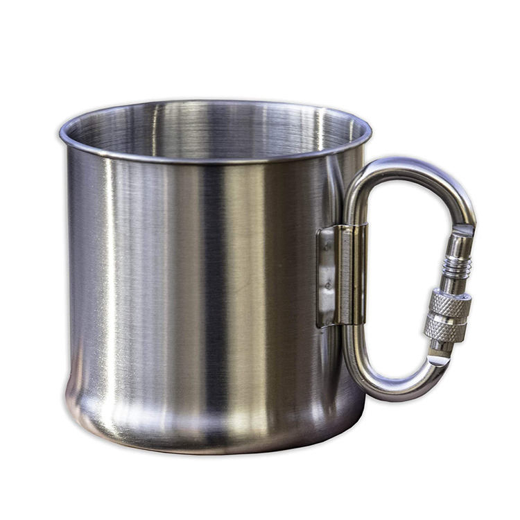 carabiner mug بالجملة مزدوج الجدار الفولاذ المقاوم للصدأ فنجان القهوة التخييم البهلوانات مع Carabiner Mug