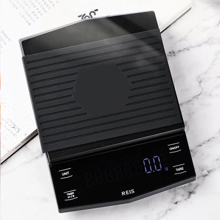 مقياس قهوة رقمي مع مؤقت CestMall 3 كجم / 0.1 جرام شاشة خفية LED عالية USB قابلة لإعادة الشحن لوحة معدنية مقياس مطبخ
