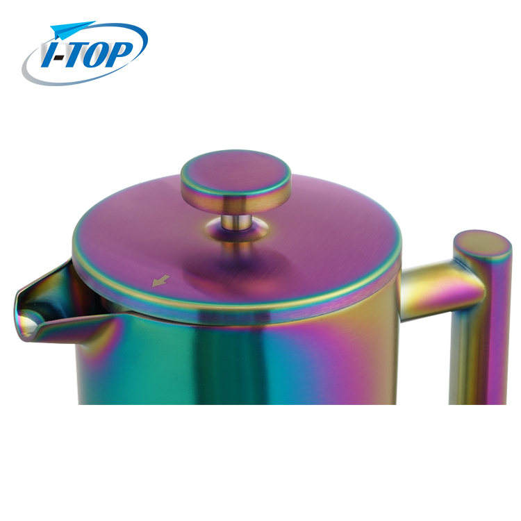 Rainbowl Painting French Press آمن للغسل في غسالة الأطباق بجدار مزدوج من الفولاذ المقاوم للصدأ للقهوة الفرنسية