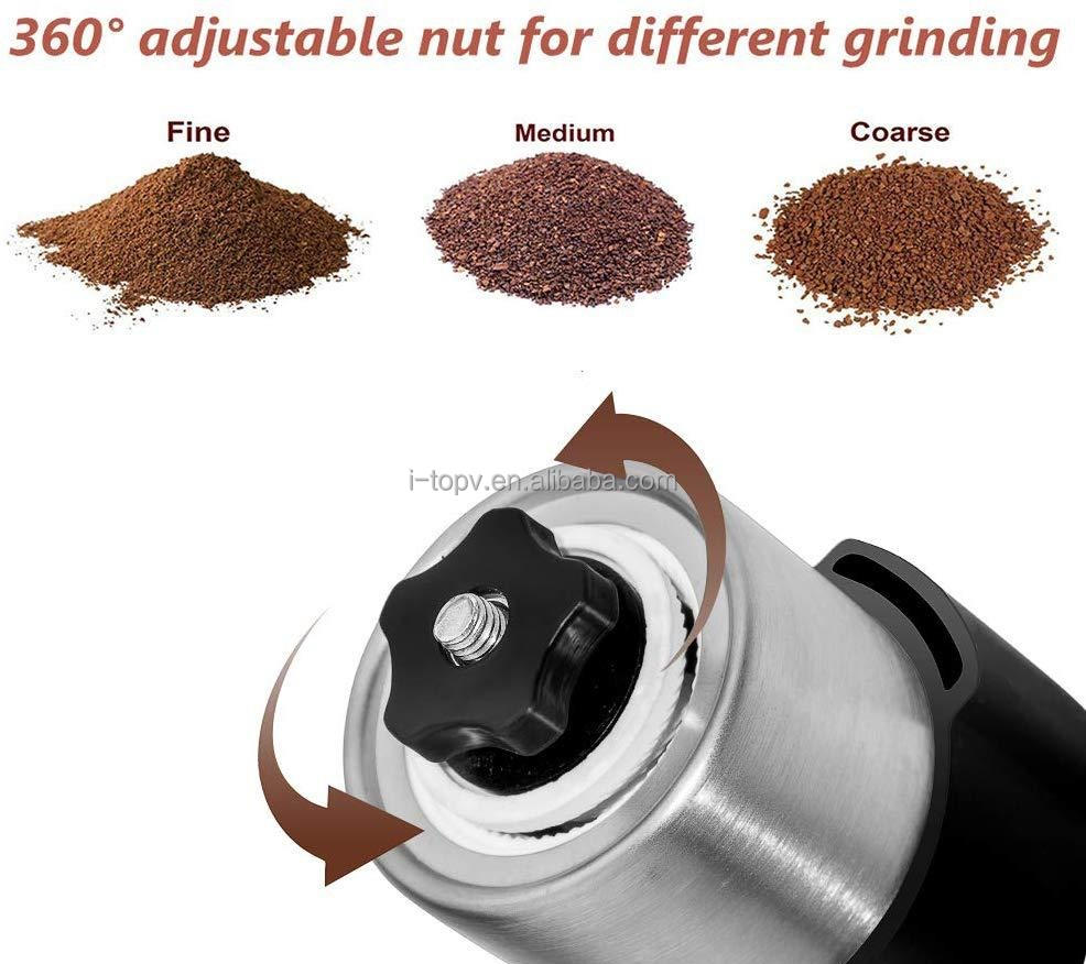 Grip Hot Sale Coffee Coffee Bean Grinder الفولاذ المقاوم للصدأ قابل للتعديل مطحنة القهوة اليدوية