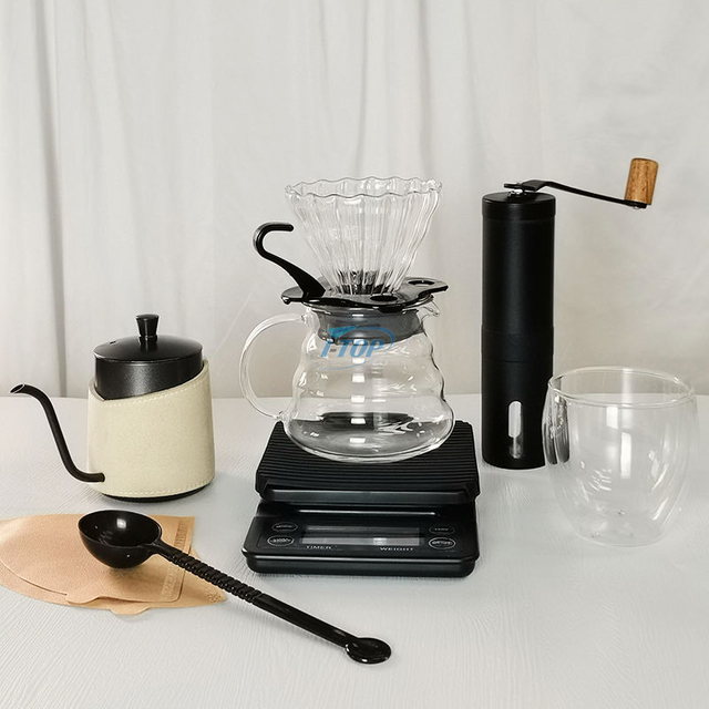 9-in-1 Coffee Kit V60 Coffee Set مجموعة ملحقات القهوة المحمولة مع حقيبة محمولة بسحاب