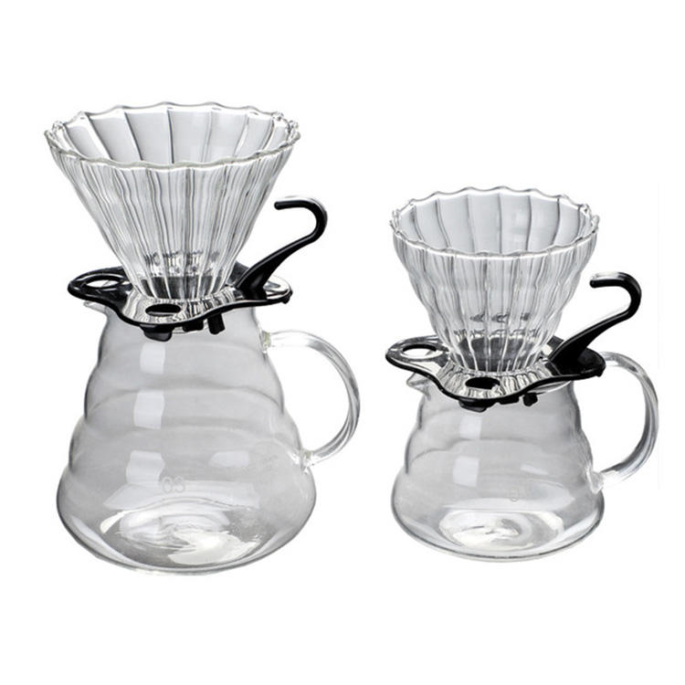 حار بيع القهوة المنقط V60 فلتر القهوة الزجاجي المقاوم للحرارة لفنجان تخمير القهوة باريستا 2-4Cups