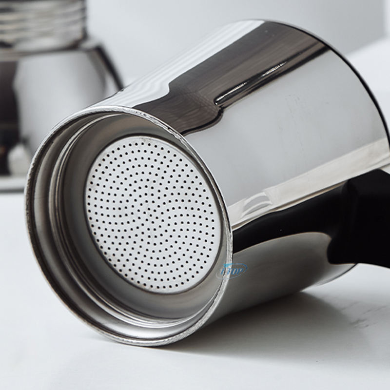 وعاء موكا من الفولاذ المقاوم للصدأ Inox 18/8 Espresso Maker Mocha Pot Heat Induction متوفر بمقبض من النايلون