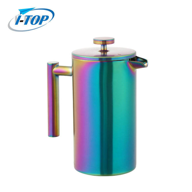Rainbowl Painting French Press آمن للغسل في غسالة الأطباق بجدار مزدوج من الفولاذ المقاوم للصدأ للقهوة الفرنسية