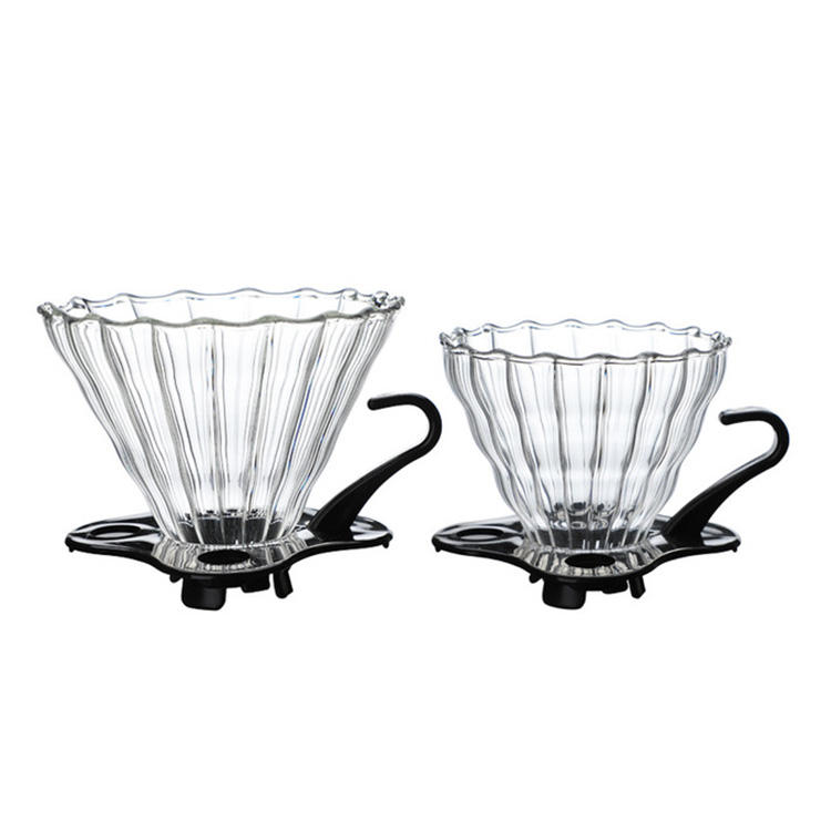 حار بيع القهوة المنقط V60 فلتر القهوة الزجاجي المقاوم للحرارة لفنجان تخمير القهوة باريستا 2-4Cups