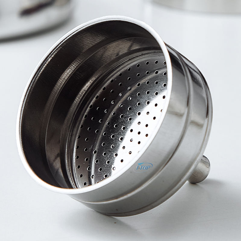 وعاء موكا من الفولاذ المقاوم للصدأ Inox 18/8 Espresso Maker Mocha Pot Heat Induction متوفر بمقبض من النايلون