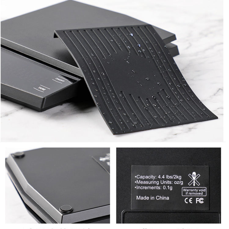 مقياس قهوة رقمي مع مؤقت CestMall 3 كجم / 0.1 جرام شاشة خفية LED عالية USB قابلة لإعادة الشحن لوحة معدنية مقياس مطبخ