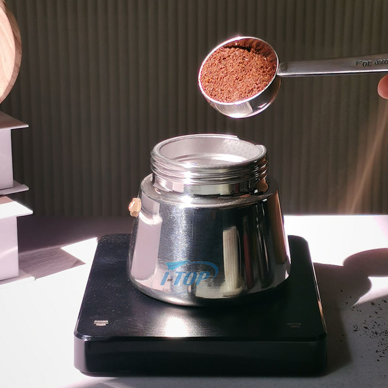 وعاء موكا من الفولاذ المقاوم للصدأ Inox 18/8 Espresso Maker Mocha Pot Heat Induction متوفر بمقبض من النايلون