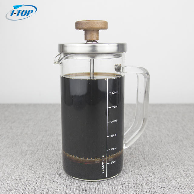 I-TOP GFP11 Amazon Hot Sale Black 350ml Mini Portable French Press صانع القهوة صانع الشاي مع غطاء