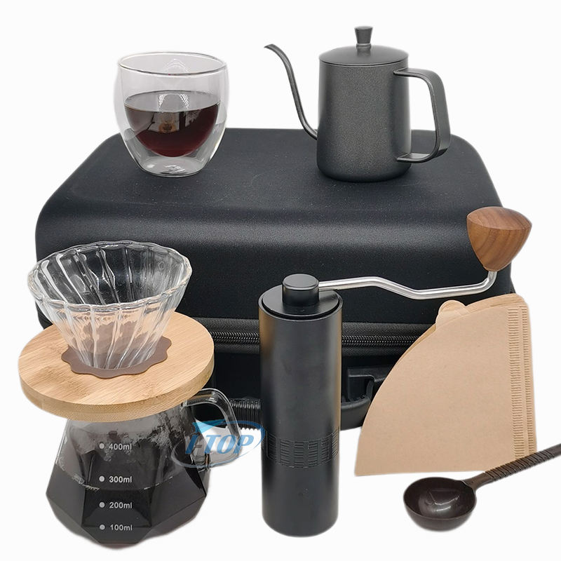 حار بيع صب أكثر من مجموعة V60 القهوة كيت البسيطة الفولاذ المقاوم للصدأ المحمولة اليد حبوب البن دليل مطحنة القهوة بالجملة