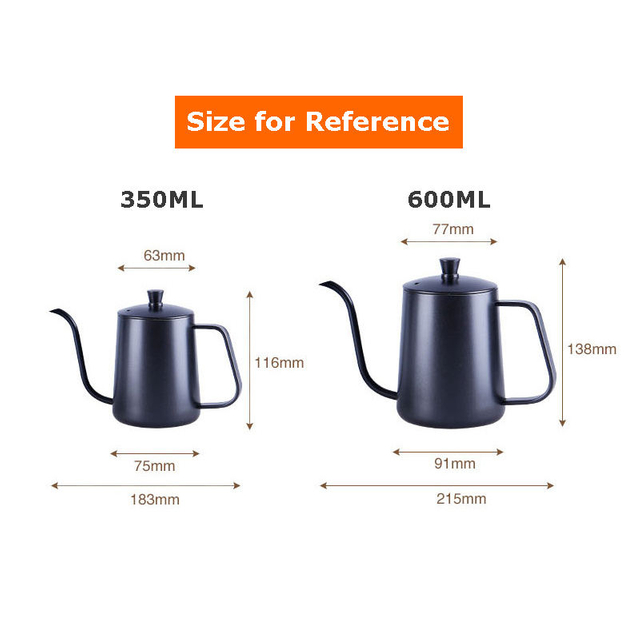ترقية 600 مل من الفولاذ المقاوم للصدأ باريستا صب فوق القهوة غلاية إبريق الشاي مع Gooseneck Espresso صانع القهوة
