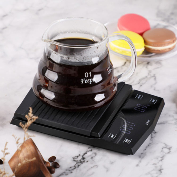 Ecocoffee بيع مثل الكعك الساخن ميزان الجيب الرقمي الوضع التلقائي مقياس القهوة الموقت الإلكتروني مع Time Kitchen