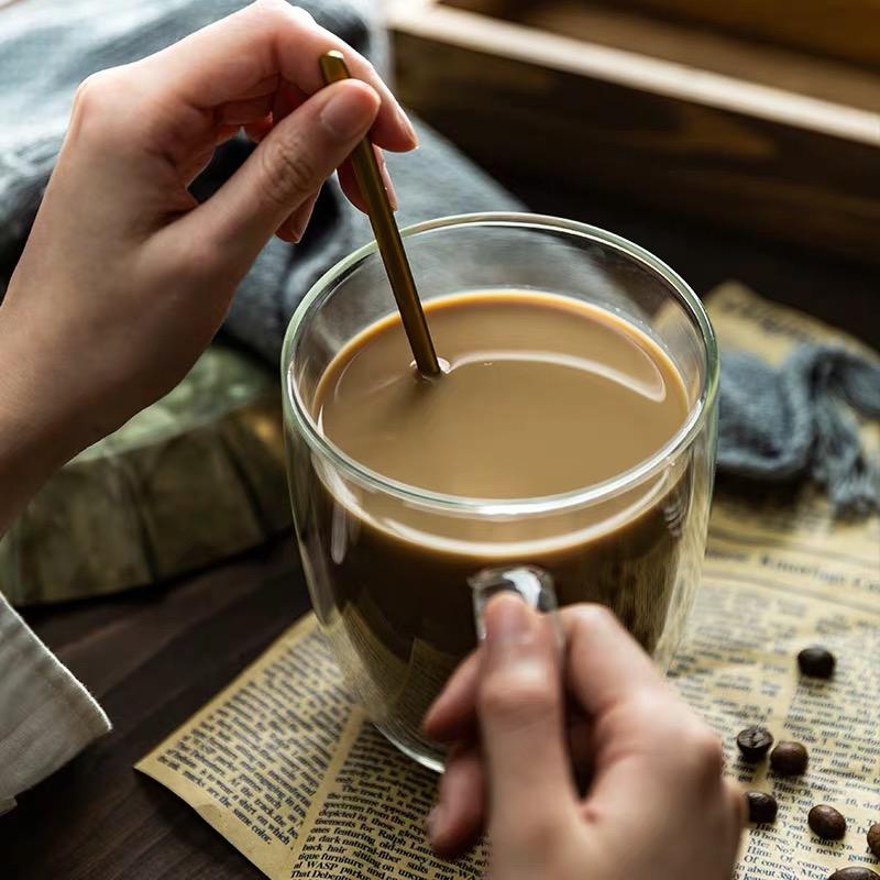 أكواب قهوة أو شاي زجاجية مزدوجة الجدران أكواب قهوة 250 مل معزولة