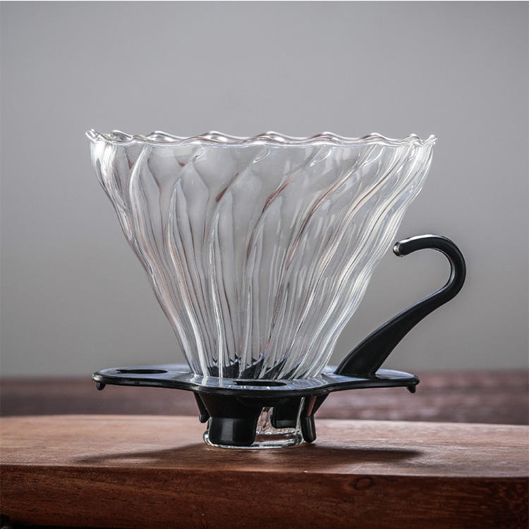 حار بيع القهوة المنقط V60 فلتر القهوة الزجاجي المقاوم للحرارة لفنجان تخمير القهوة باريستا 2-4Cups