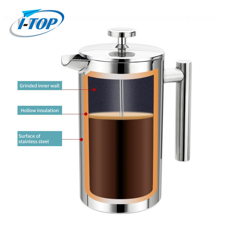 الجملة الفرنسية الصحافة الفولاذ المقاوم للصدأ وعاء Prensa Francesa وعاء مزدوج الجدار معزول Cafetiere صانع القهوة