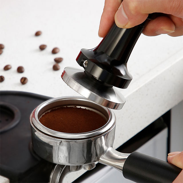 مقبض وحامل من الألومنيوم الأسود مكبس قهوة Barista Espresso مقاس 51-58 مم مع زنبرك