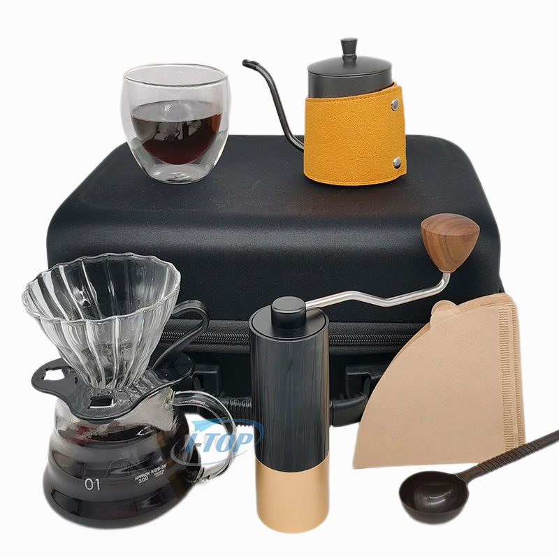 حار بيع صب أكثر من مجموعة V60 القهوة كيت البسيطة الفولاذ المقاوم للصدأ المحمولة اليد حبوب البن دليل مطحنة القهوة بالجملة