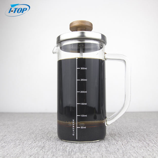 I-TOP GFP11 Amazon Hot Sale Black 350ml Mini Portable French Press صانع القهوة صانع الشاي مع غطاء