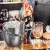 المصنع مباشرة بالجملة 1.3L الفولاذ المقاوم للصدأ البسيطة الفضة مزدوجة الجدار حزب النبيذ خمر الشمبانيا الجليد دلاء مع غطاء