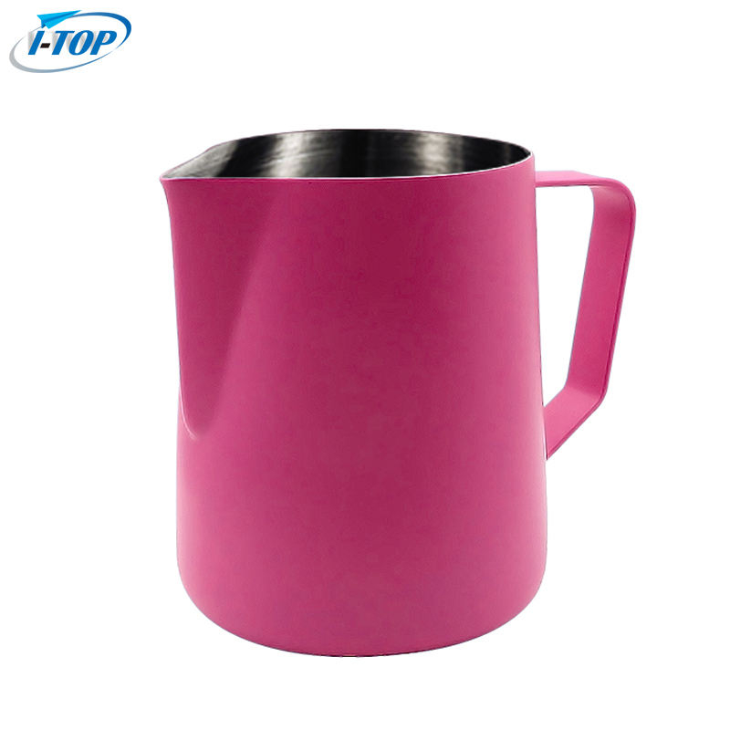 إبريق الحليب طلاء وردي ملون إسبريسو لاتيه فن جارلاند Frother باريستا إبريق قهوة من الفولاذ المقاوم للصدأ إبريق حليب